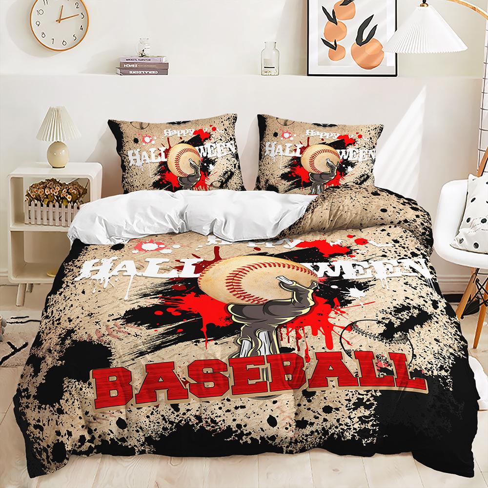3D бейсбольный комплект постельного белья в спортивном стиле, пододеяльник, наволочка, 2/3 шт., мягкий домашний текстиль для комнаты для мальчиков, украшение для дома для спортсменов