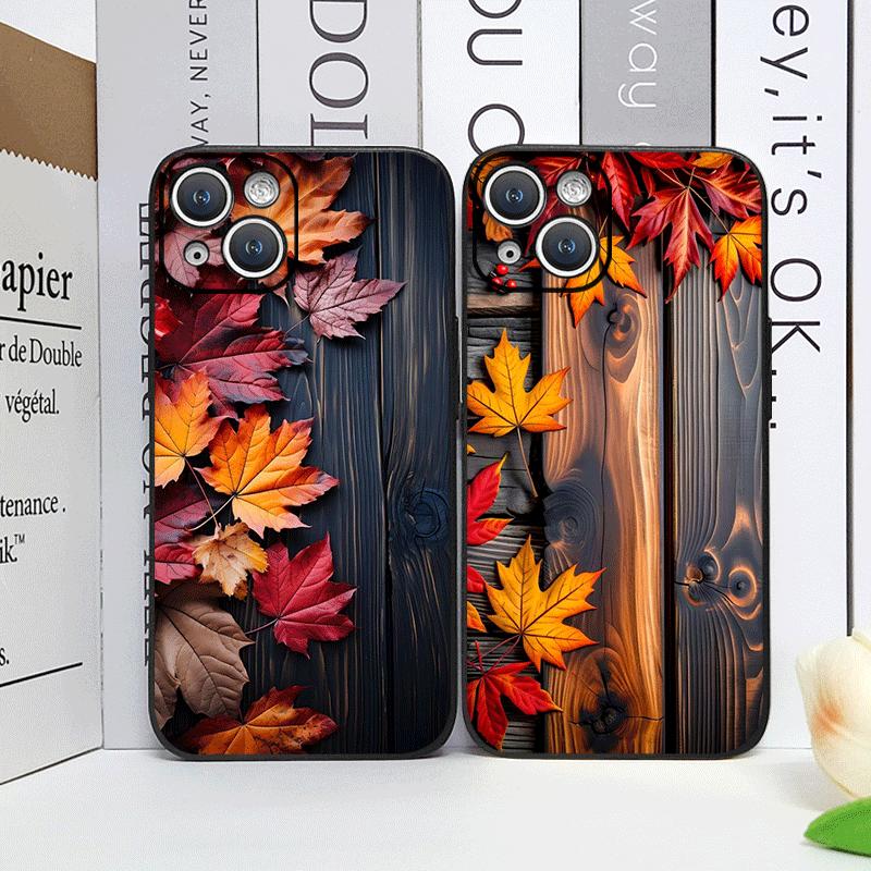 Винтажный чехол для телефона с рисунком кленовых листьев на осень для iPhone 17 16 12 11 14 Plus 13 15 Pro Max 12 13 Mini X XS XR Мягкая накладка Y2K