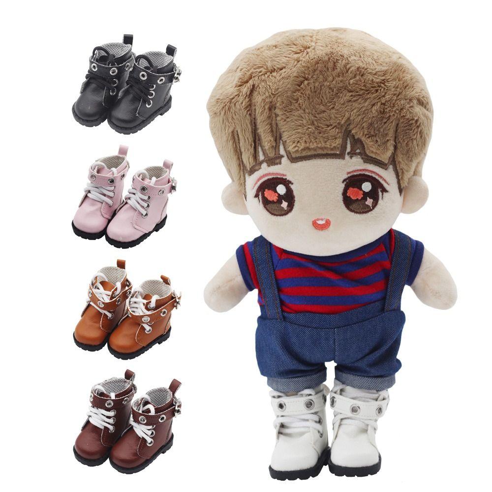 1 Pair Casual Wear Doll PU Leather Shoes Lightweight 20cm Doll Leather Boots DIY Doll
