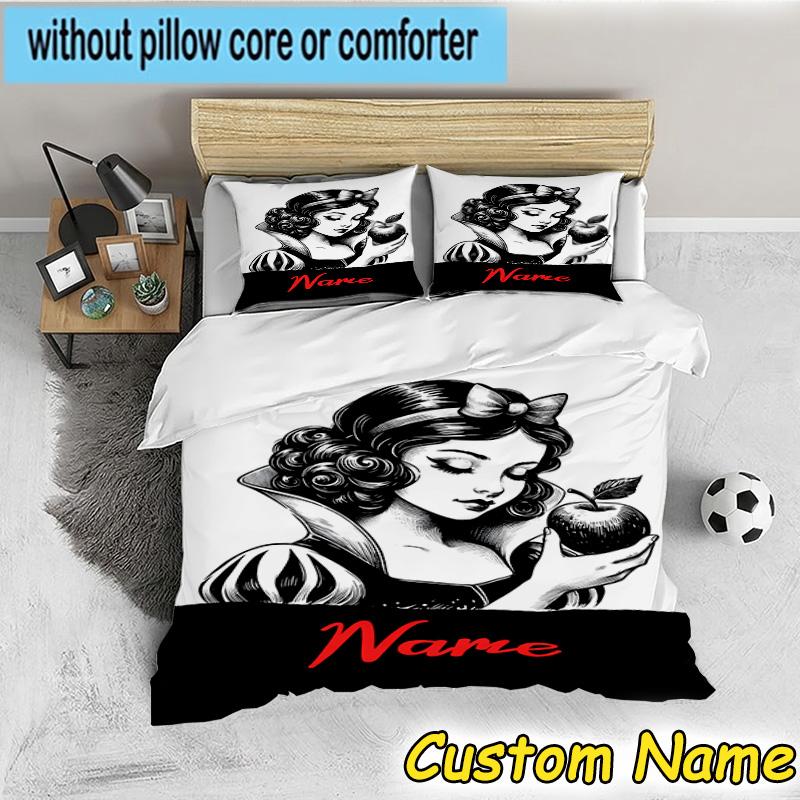 3PCS Custom Name Beautiful Princess Bedding Set, Bedding Set Including 1pc Duvet Cover And 2pcs Pillowcases for Bedroom,Dormitory Gift
