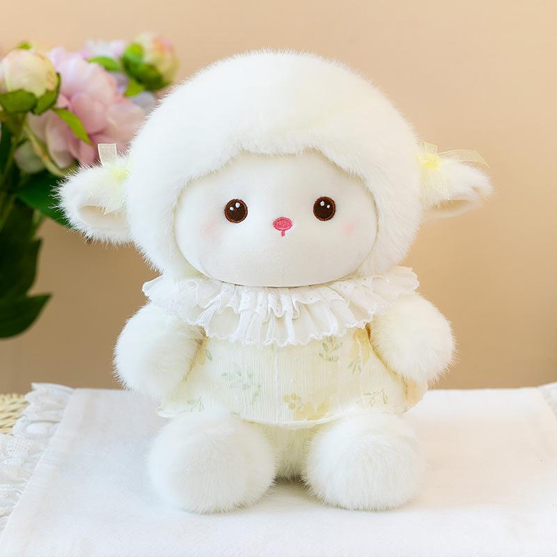 Pastoral Floral Small Woolen Doll Removable Lace Skirt Doll Girl Desktop Ornament Gift Toy