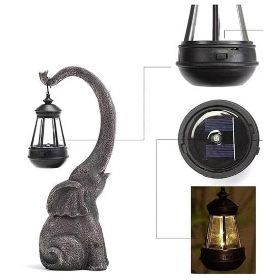 Elephant Statue Solar Light All-Weather IP44 Waterproof Solar Lamp