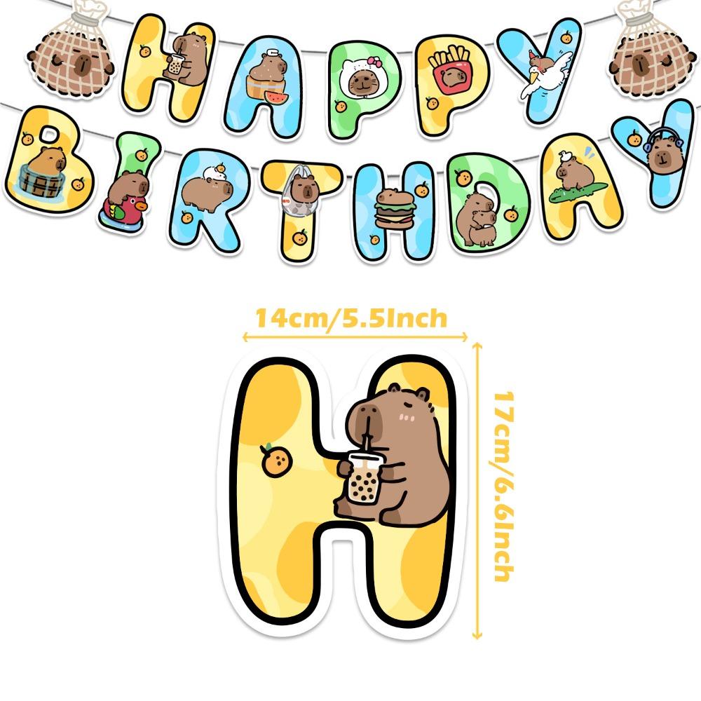 Latex Capybara Birthday Party Paper Cake Topper New Happy Birthday Capybara  Banner