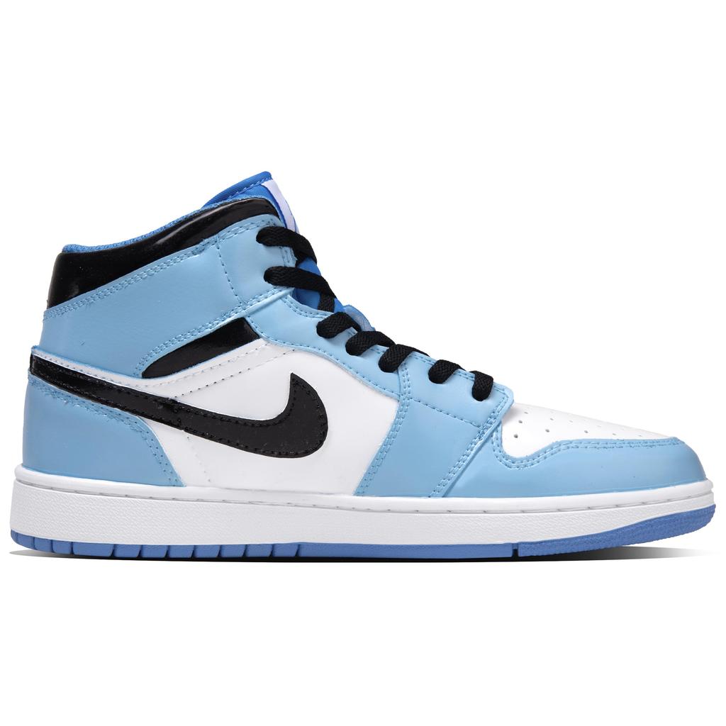 Jordan Air Jordan 1 University Blue Leather Abrasion Resistant Mid top Vintage Basketball Shoes Unisex Blue Black FZ2142-114(Team1291-)