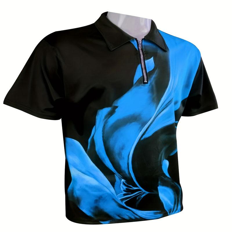 Летняя уличная удобная повседневная мужская 3D цифровая печатная рубашка поло с короткими рукавами и застежкой-молнией