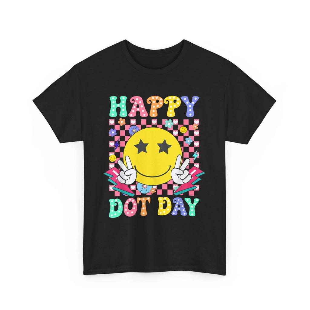 Happy Dot Day 2024 Colorful Polka Dot Smile Face Teacher Kid T-Shirt