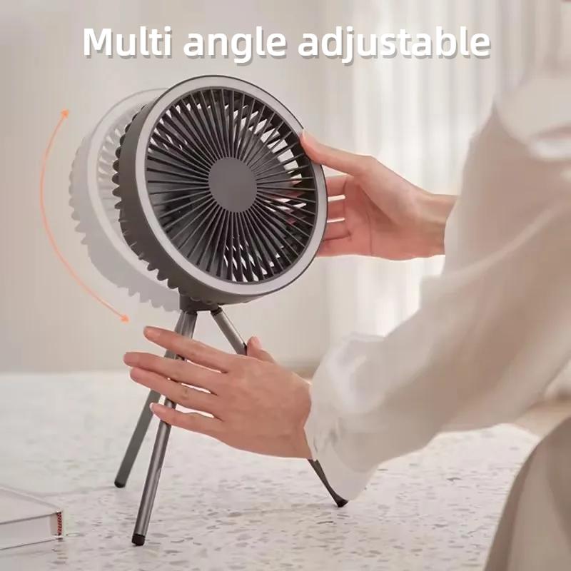 2024 Новый портативный вентилятор для кемпинга со штативом 10000 мАч, перезаряжаемый через USB, многофункциональный мини-вентилятор для палатки на открытом воздухе, беспроводной потолочный электрический вентилятор