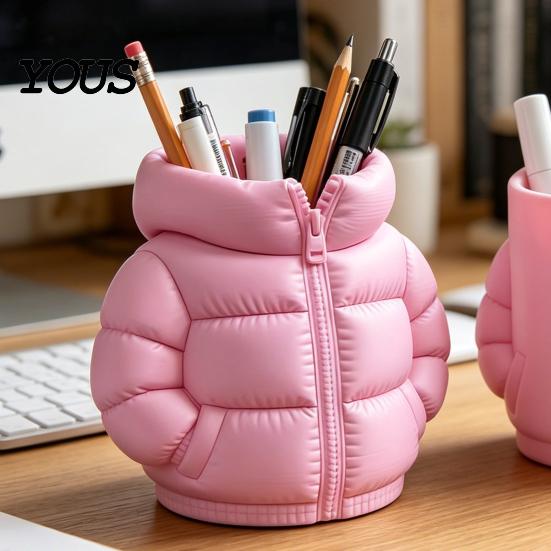 Подарок учителю Держатель для ручек Чашка в форме пуховика, 3D-печатный настольный органайзер, Креативное пальто-маркер, Карандаш для кистей для макияжа, Декор для домашнего офиса