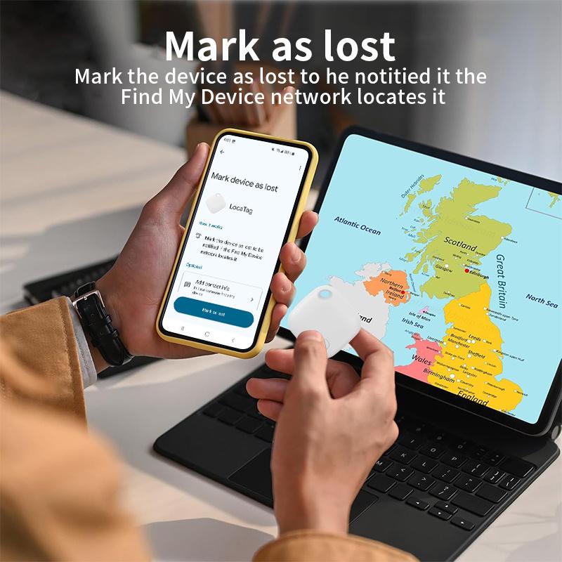 Перезаряжаемый пульт дистанционного поиска трекера Работает с Android Google Find Hub Поиск ключей Умная метка для устройств Xiaomi Samsung Локатор