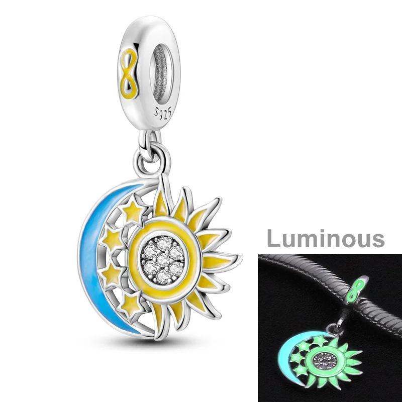 Fit Original Bracelet Copper Moon Series Charms Beads Inlaid Zirconium Luna Cat Dangle Pendants Diy Jewelry