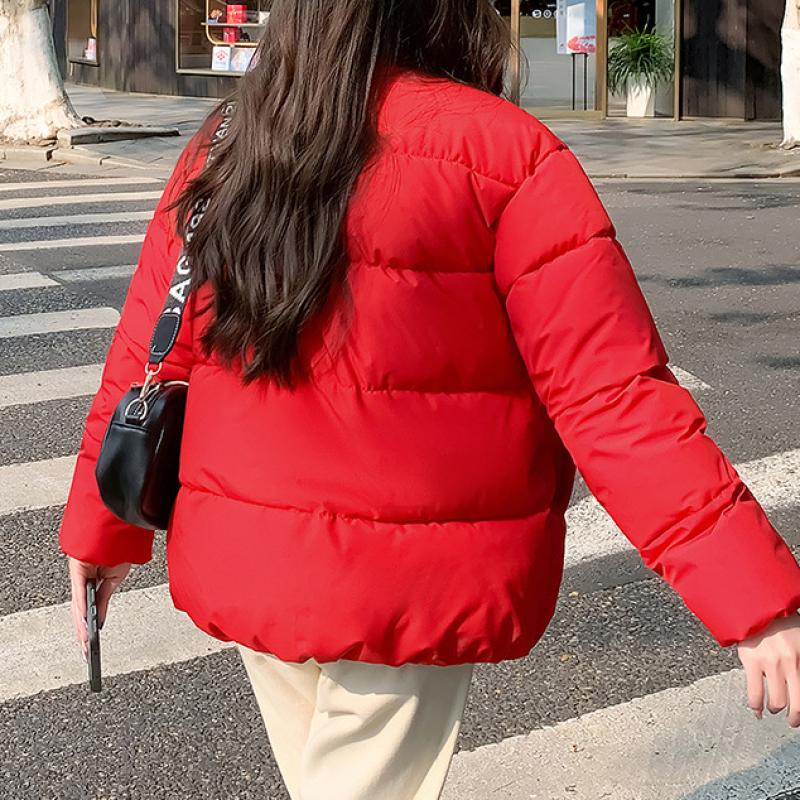 Winter Down Cotton Coat Women Solid Loose Padded Jacket Puffer Parkas Casual Female Black Zipper Thickening Warm Outwear