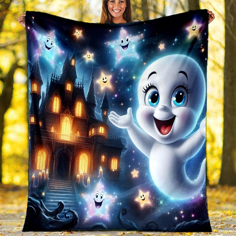1pc Casper2 Theme Blanket - Digital Print, Polyester, Cozy for All Seasons, Perfect for Outdoor, and Travel