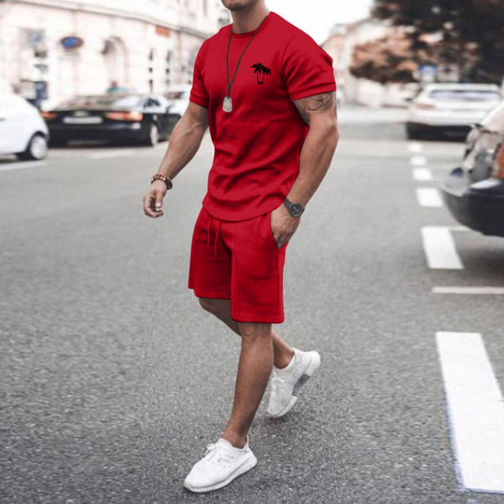 Мужские комплекты из двух предметов, летние повседневные футболки с короткими рукавами и классические спортивные шорты, комплект спортивного костюма