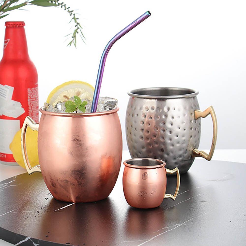 500ml Pure Copper Cup Moscow Mule Handcrafted Mug Cup Hammered Thickened Drum Cup Mules Cocktails Coffee Beer