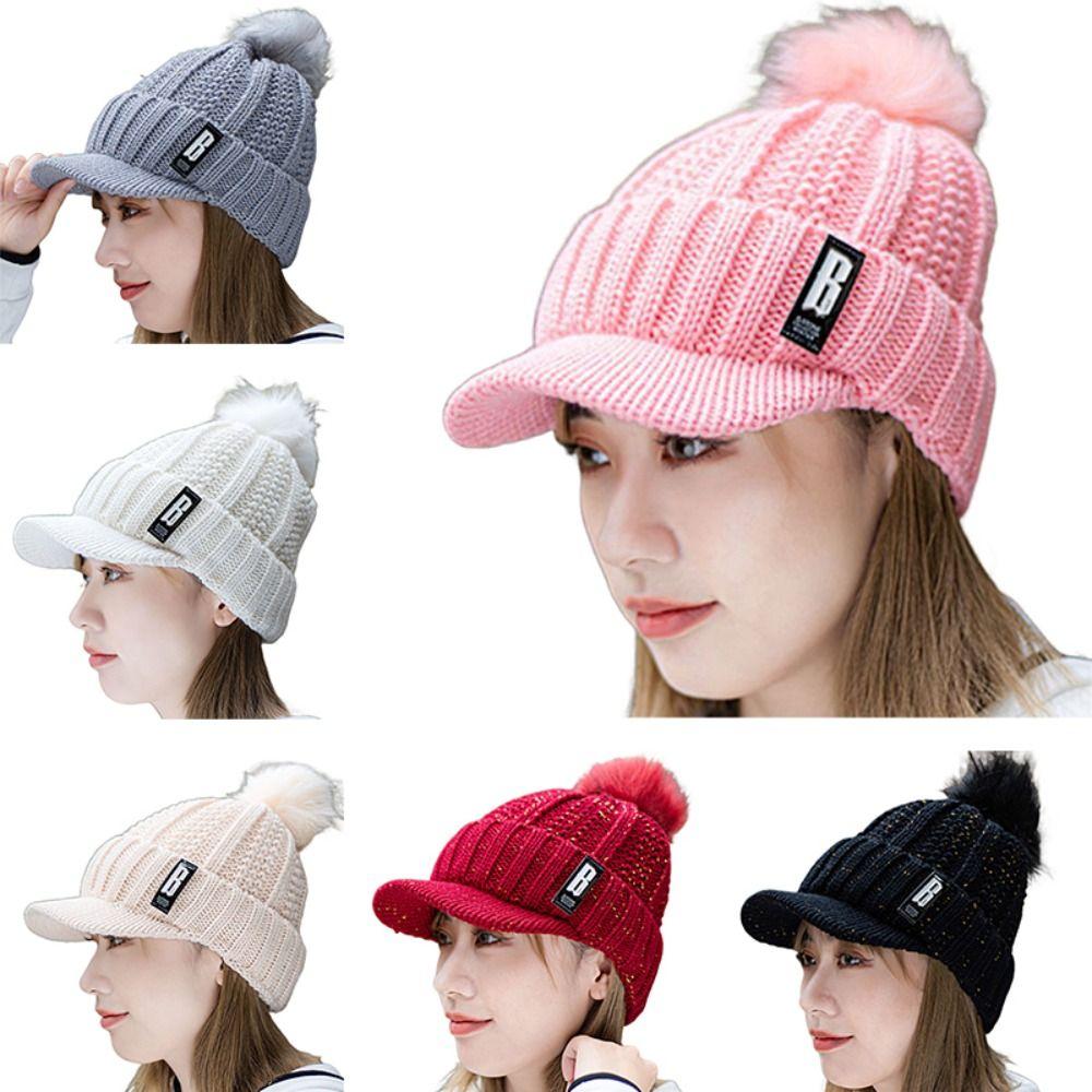 Keep Warm Knitted Hat Thickened Warm Visor Hat Fashion Winter Cap Women