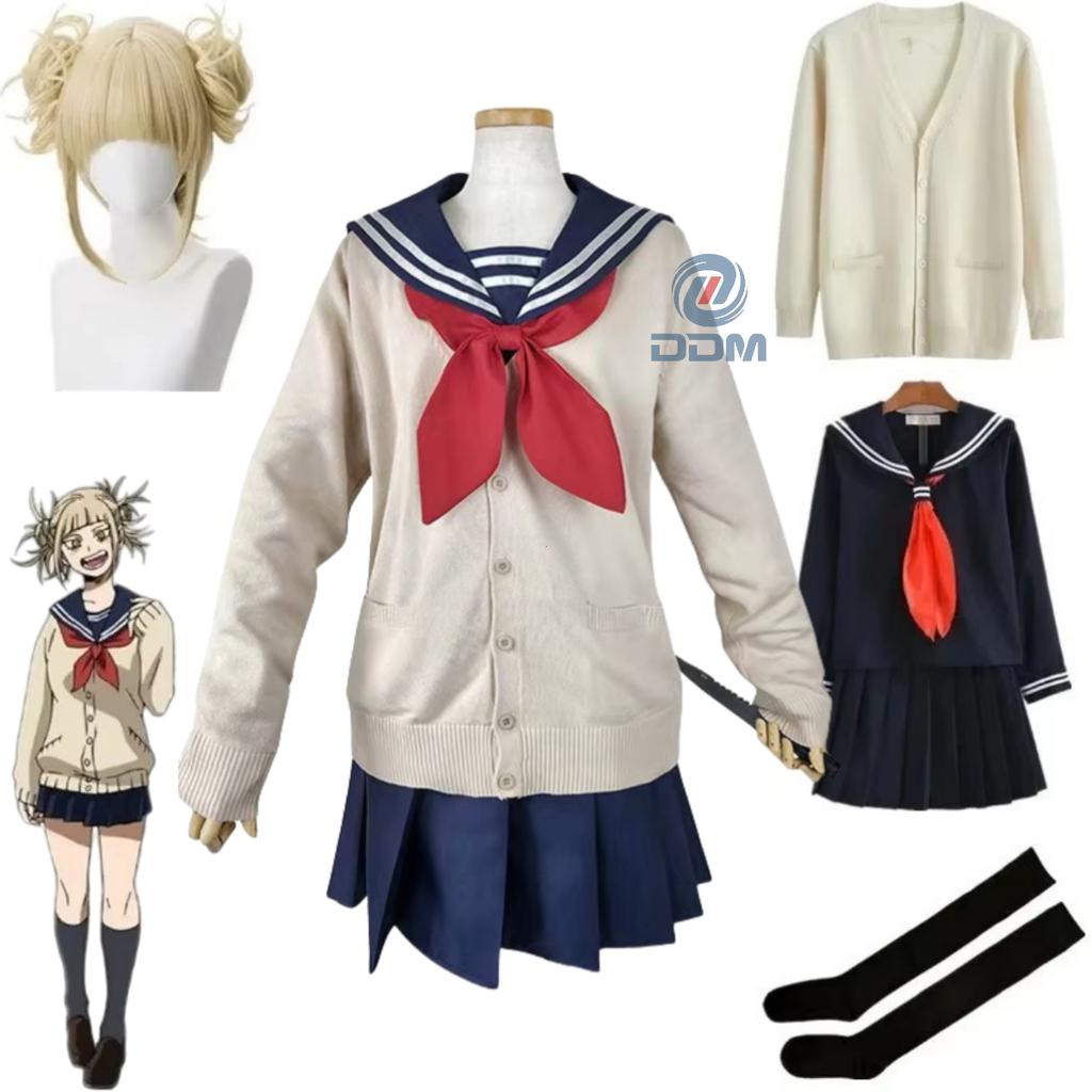 Костюм для косплея «My Hero Academy» на Хэллоуин, аниме Boku No Hero Academia Himiko Toga JK, униформа, свитер, пальто, парик, костюмы