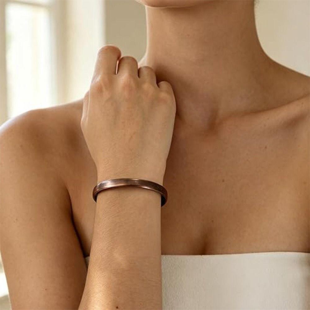 2PCs Waterproof Copper Bracelet Adjustable Copper Cuff Bracelet Stylish Wrist Cuff  Daily Wear