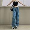 Cargo Jeans Women Blue Black Denim Parachute Pants Woman Fashion High Waist Baggy Pants Streetwear Trousers