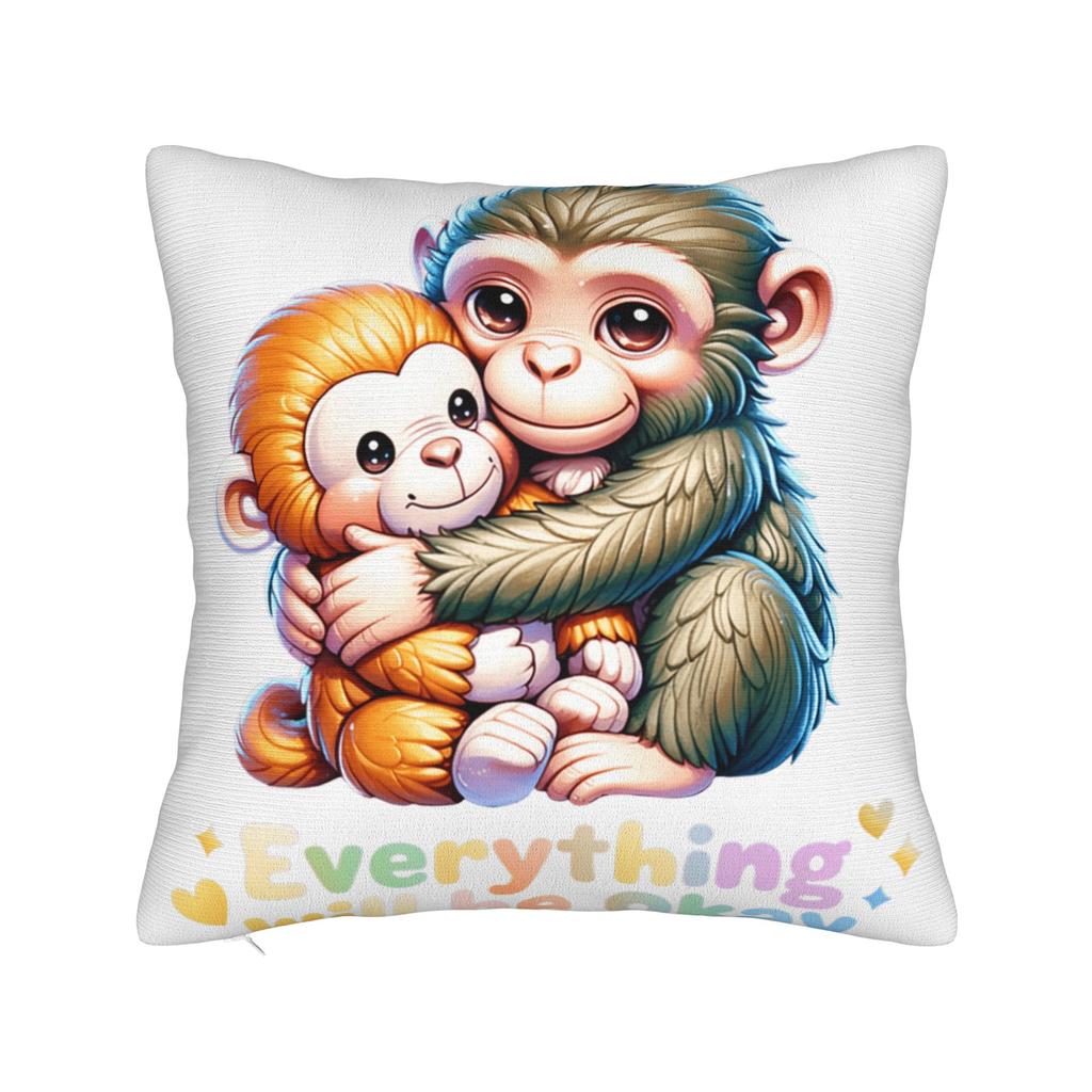 Retro Cute Monkey Punch Cute Monkey Baby Funny Animal Pillow Cover  Square Cushion Cover Pillow Case For Wedding Party Decor
