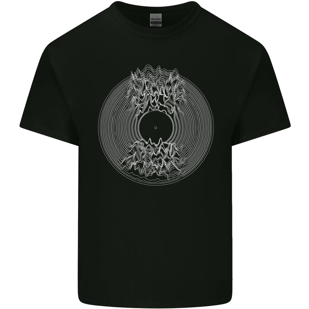 Unisex shirt Cotton Oversize Large Size Vinyl Music Sound Waves Turntable DJ Decks Mens Cotton T-Shirt Tee Top