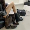 Retro Thick Heel Martin Boots Women's Autumn New Short Belt Buckle Niche High-end Fashion Trouser Boots