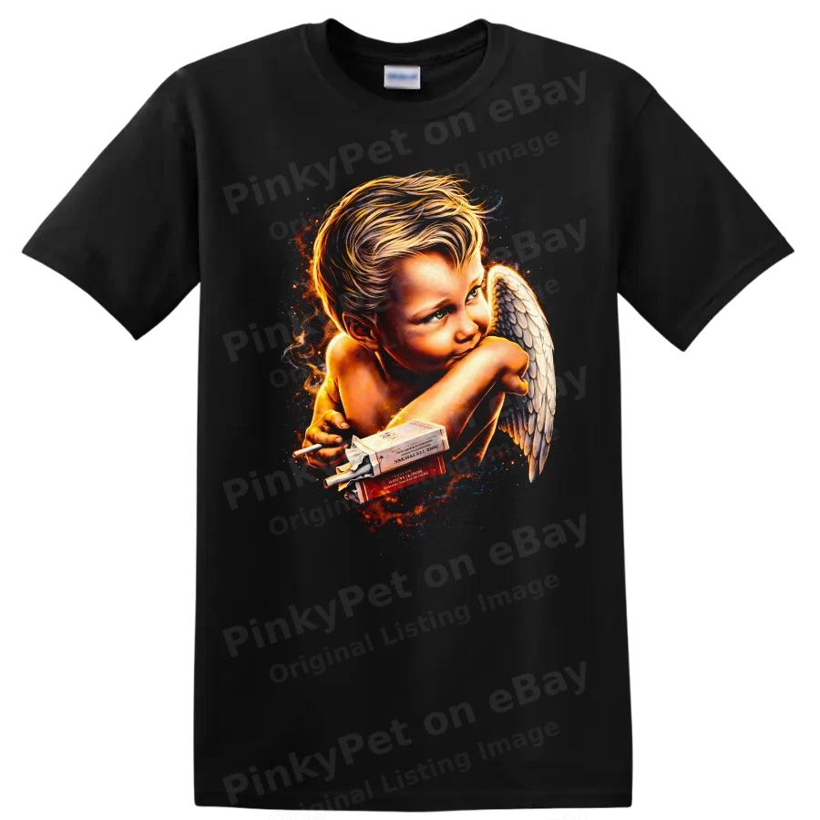 Vintage Angel Child Smoking Tee T Shirt Retro Classic Rock Album Art Style