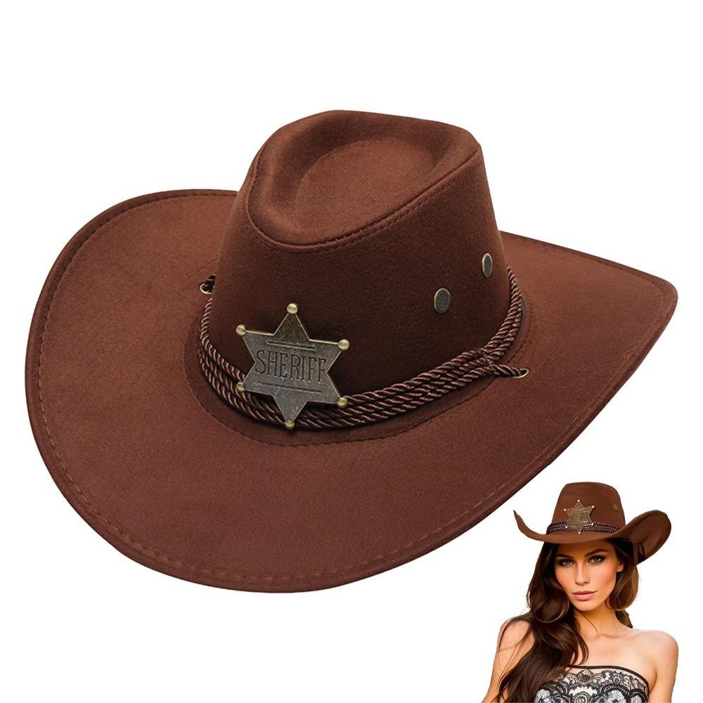 Retro Artificial Suede Beach Cowboy Hat Wide Brim Solid Color Party Cosplay Hat Sun Protection Breathable Sun Sunscreen Cap