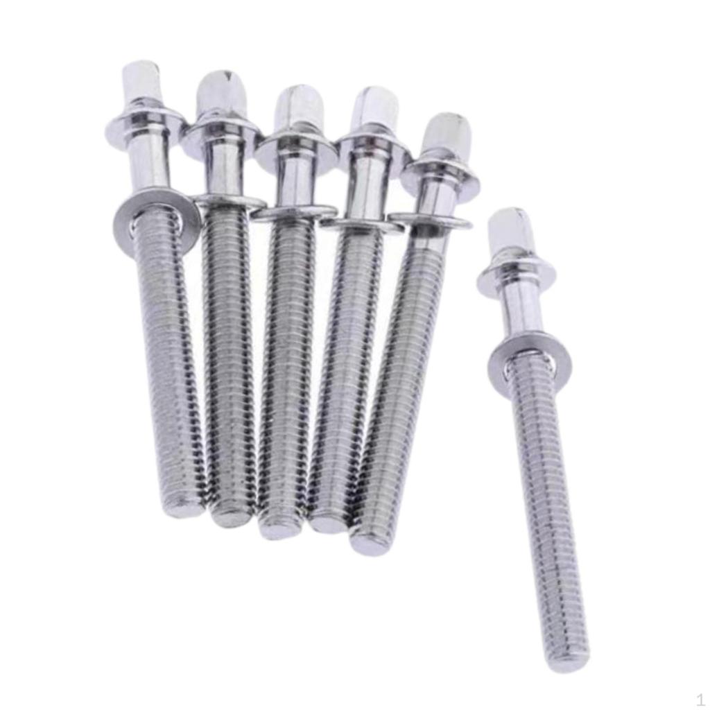 6 Pieces Drum Tension Rods Lug Bolts Screws for Percussion
