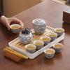 Ru kiln travel tea set, hand-held pot cover bowl, household outdoor portable tea special express cup gift