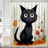 Черный котенок узор занавеска для душа, водонепроницаемая занавеска для душа с крючками, перегородка для ванны, декор для ванной комнаты, аксессуар для ванной комнаты