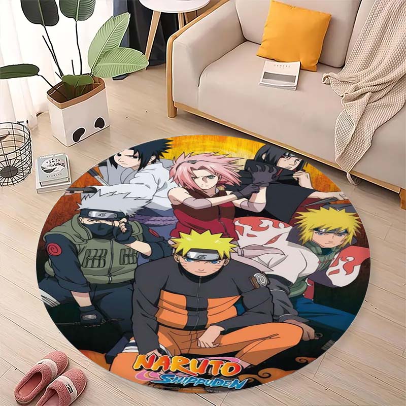 Naruto Uzumaki Akatsuki  Printed Round Rug Soft  Anti-Slip Carpet  for Home Bedroom Living Room Gaming Room Dorm Decor