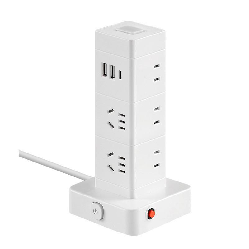 Household LED Desk Lamp Plug Board Multi Functional Vertical Tower Shaped Socket USB Charging Office Multi Hole Socket