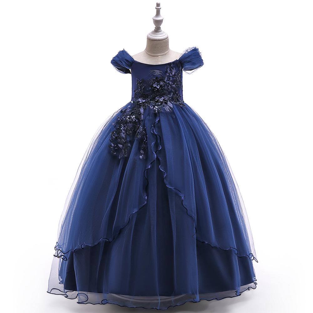 European and American Kids' One-Shoulder Princess Evening Dress for Flower Girls & Piano Performances