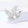 Fashion High-End Copper Zircon Red-Crowned Crane Brooch Literary Women'S Clothing Corsage Jewelry Pin