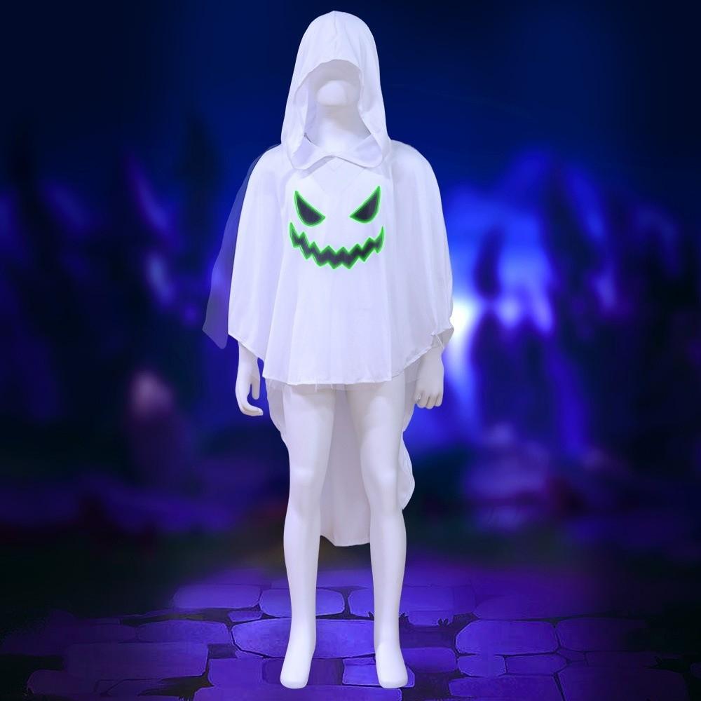 Glow In The Dark Kids Hooded Cape Drop Shoulder Halloween Cosplay Costume Trick Or Treat