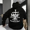 2025 Hot Sale Men's Hoodie Man of Faith Jesus Print Hooded Sweatshirts Autumn Winter Daily Casual Sporty Fashion Hoody Outerwear