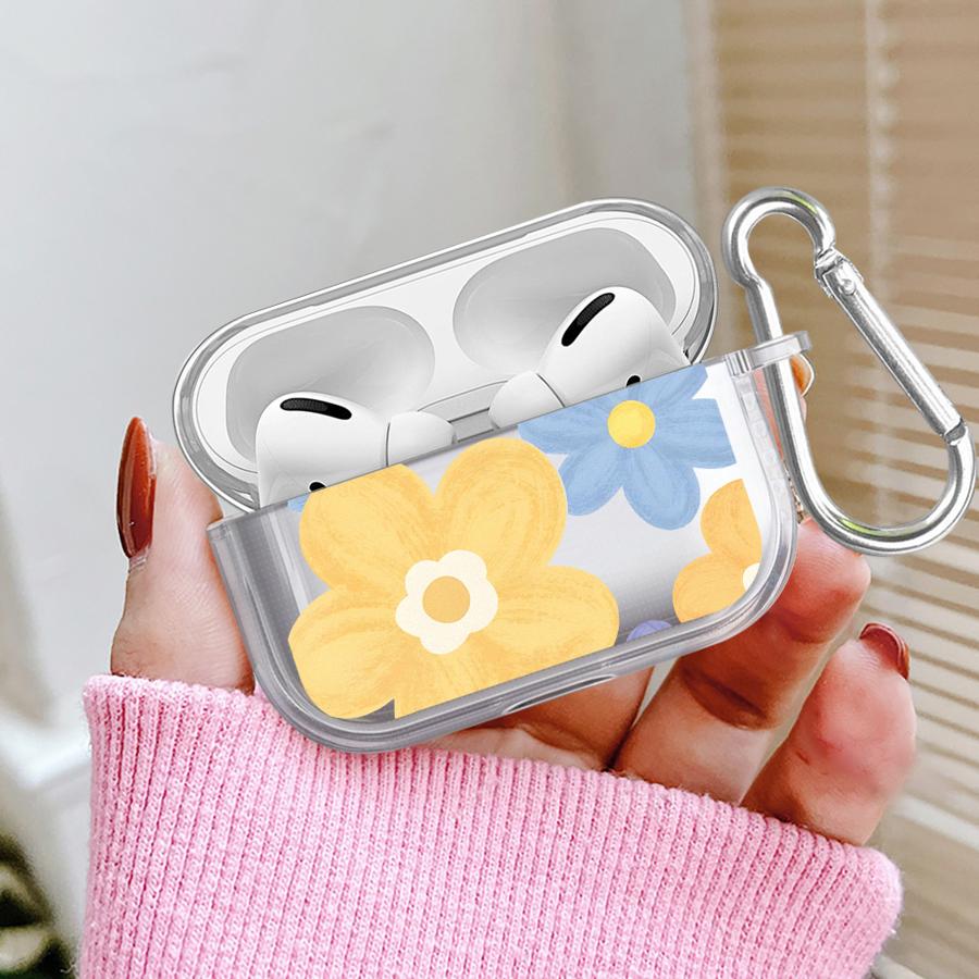 Прозрачные чехлы для наушников Чехол-крышка Для Airpods Pro3 3 4 Pro 2 Pro2 1 Синие Желтые Цветы