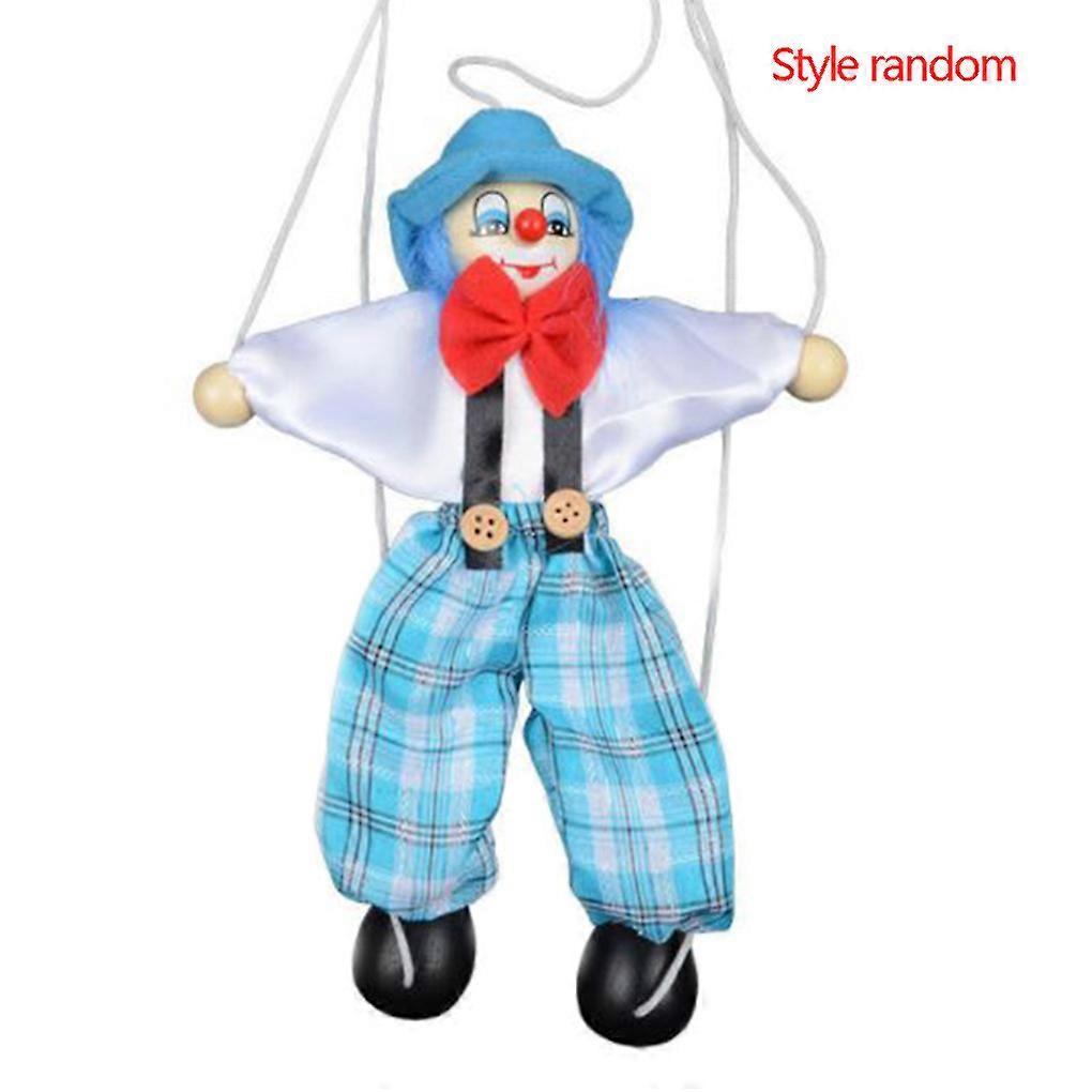 Colourful Pull-String Clown Puppet – Handcrafted Wooden String Puppet – Parent-Child Interaction Toy – Children’s Gift – Blue