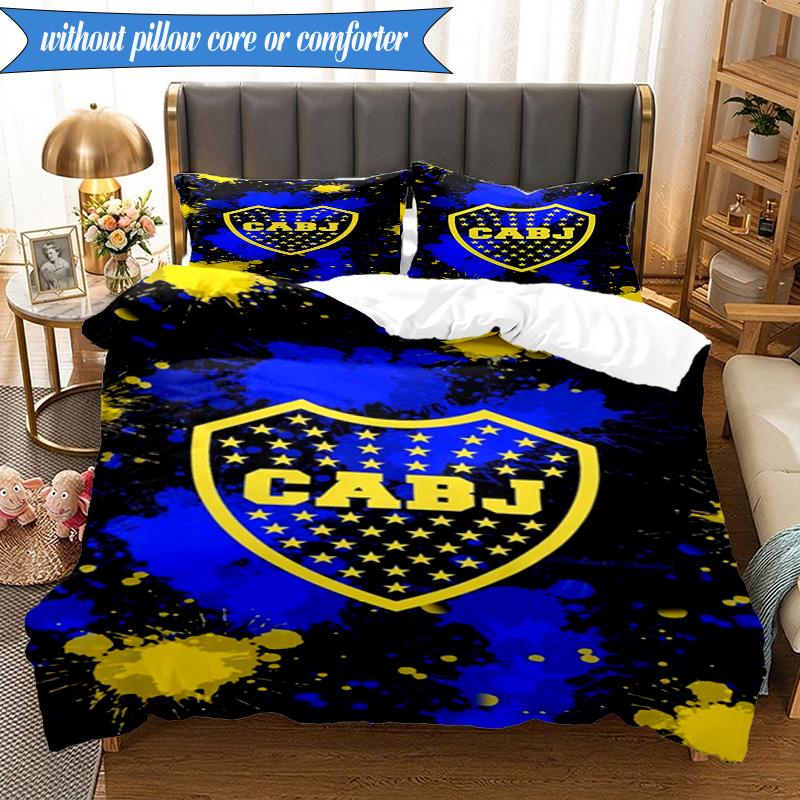 3PCS Boca Juniors Football Club Design Soft Bedding Set,Including 1pc Duvet Cover And 2pcs Pillowcases Perfect for Bedroom, Dormitory, Fan gift