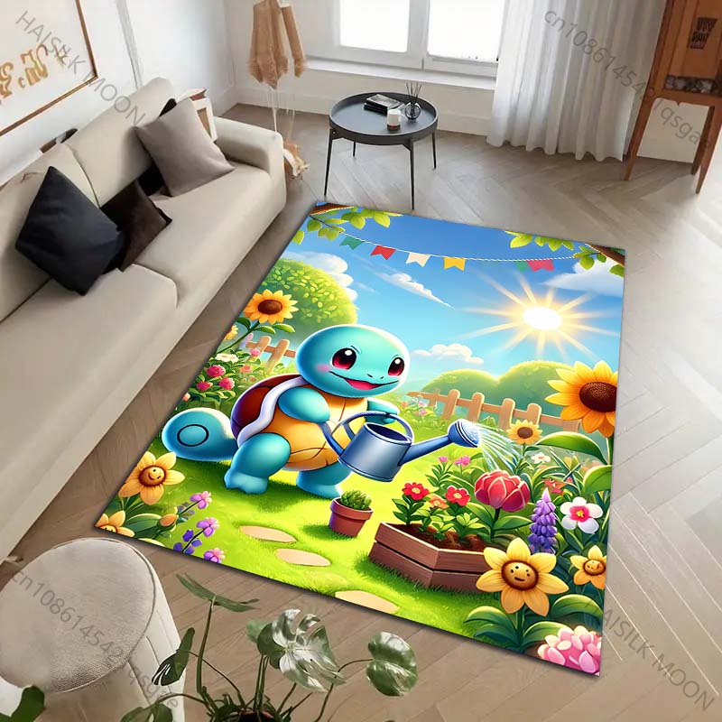1PC Japanese Pokémon Squirtle Print Carpet for Living Room Bedroom Kid's Room Home Decor Area Rug Sofa Cloakroom Play Mat