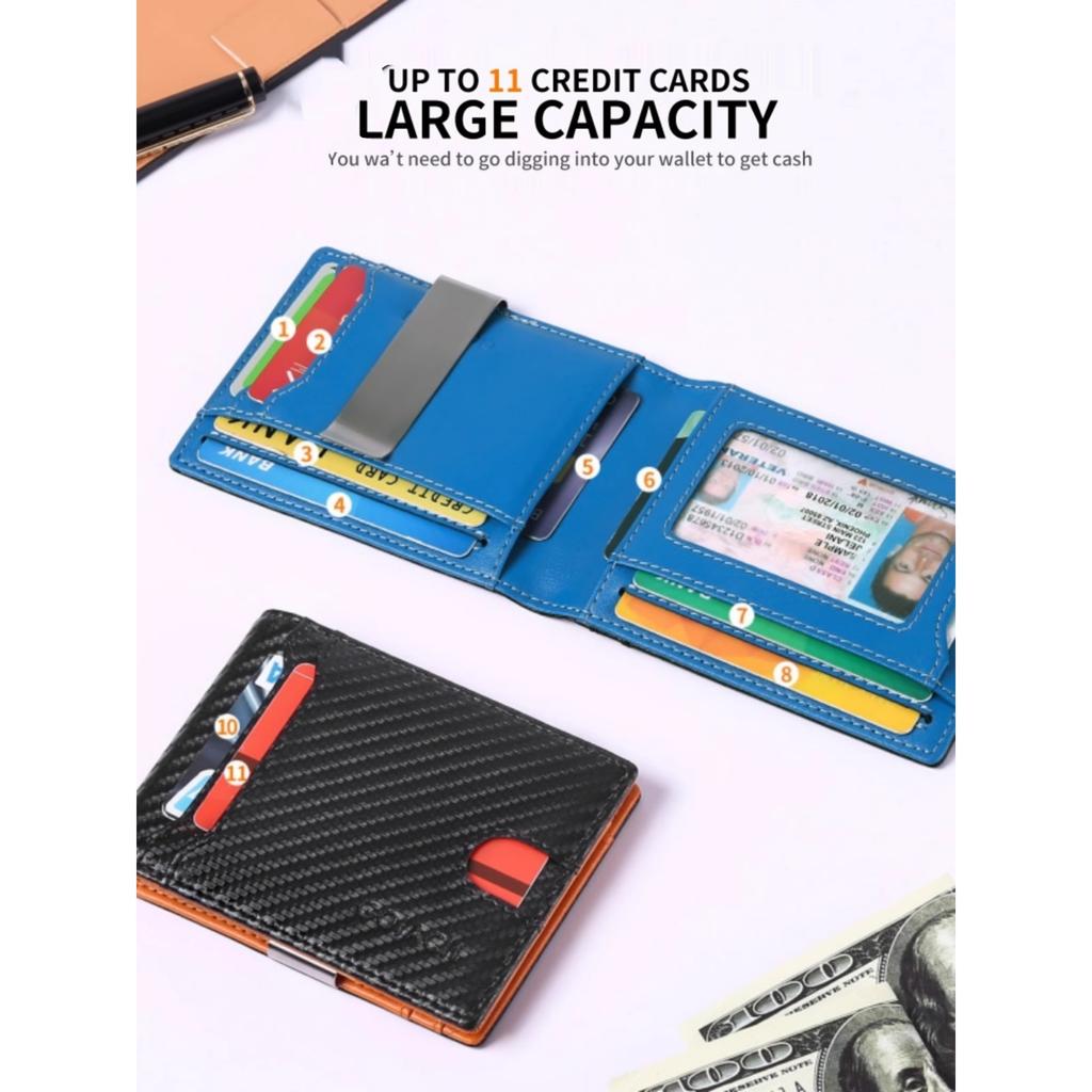Men's Ultra-thin Wallet Europe and the United States Simple Casual RFID Dollar Clip Leather Card Bag Wallet Men Integrated