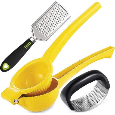 Пресс для лимона, Рокер для чеснока, Ручная терка, Набор кухонных инструментов из 3 предметов, Ручная цитрусовая соковыжималка для лайма, Измельчитель и терка для имбиря и чеснока