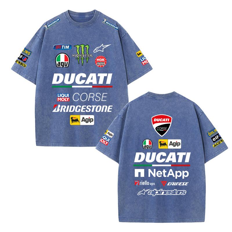 2026 Лето Ducati F1 Гоночный костюм Red Bull Вестаппен Командная форма Футболка с коротким рукавом Винтажная стирка Футболка с круглым вырезом
