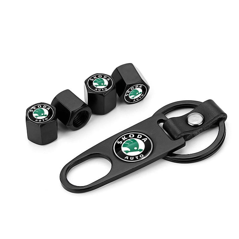 AAAJH1 Car Keychain Tire Valve Cap Car Styling Accessories For Skoda Octavia MK2 MK1 2 3 A5 A7 A8 Fabia Karoq Superb Rapid Kamiq Scala
