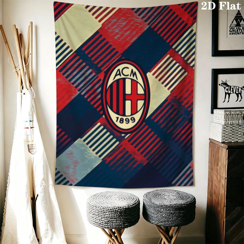 AC Milan Wall Tapestry Aesthetic Wall Hanging Printed Fabric Blanket Decorative Tapestries for Bedroom Living Room Home Decor