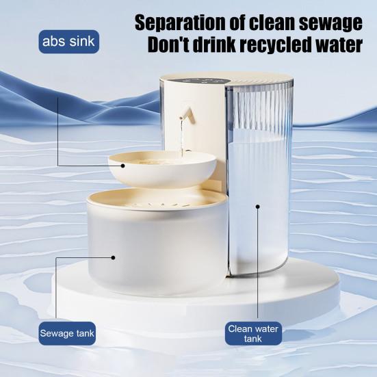 Автоматический фонтанчик для домашних животных объемом 3 л, умный беспроводной диспенсер для воды для домашних животных, разделение сточных вод, безфильтровая миска для кошек и маленьких собак