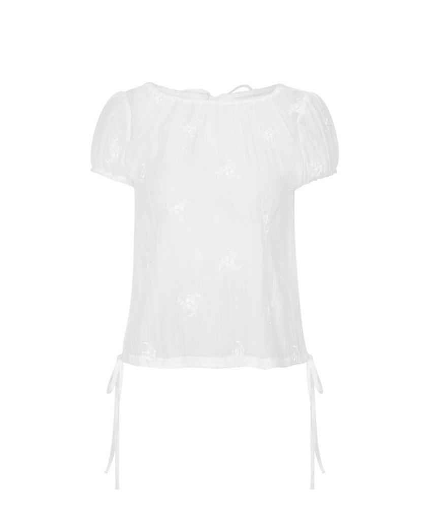 LOULOUSEOUL Flower String Blouse (White)