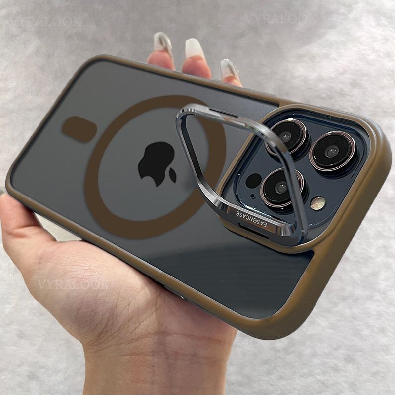 Чехол для телефона с защитой камеры для iPhone 17 16 15 14 13 12 11 Pro Max Plus Air с держателем MagSafe, прозрачная магнитная матовая крышка