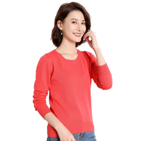 Женские зимние топы, однотонные, с круглым вырезом, с длинным рукавом, свитер, свободный