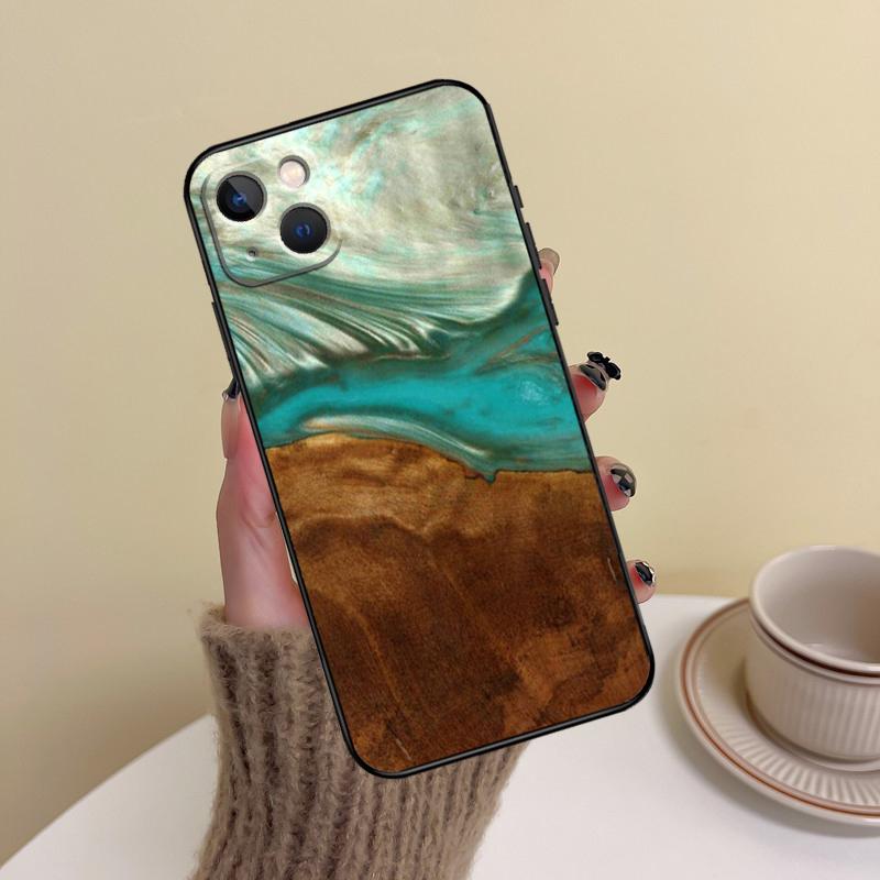 Wood Resin Pattern Phone Case For iPhone 15 Pro Max 11 12 13 14 16 17 Pro Max mini Plus 16e 17 Air Cover Funda